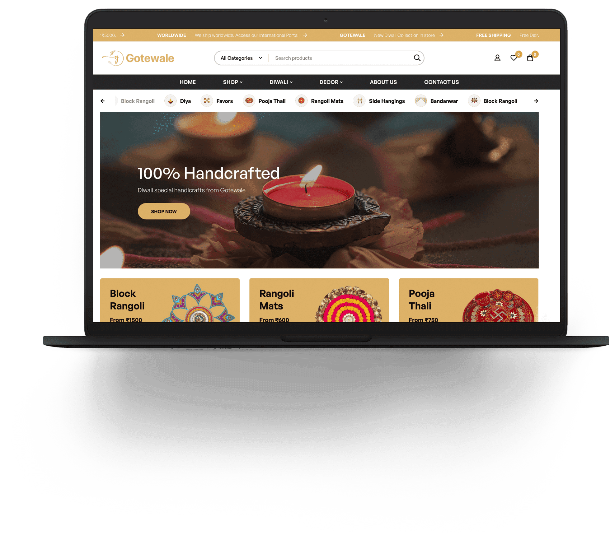 Gotewale eCommerce website shown on a laptop