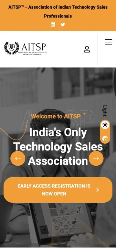 AITSP website shown at mobile viewport