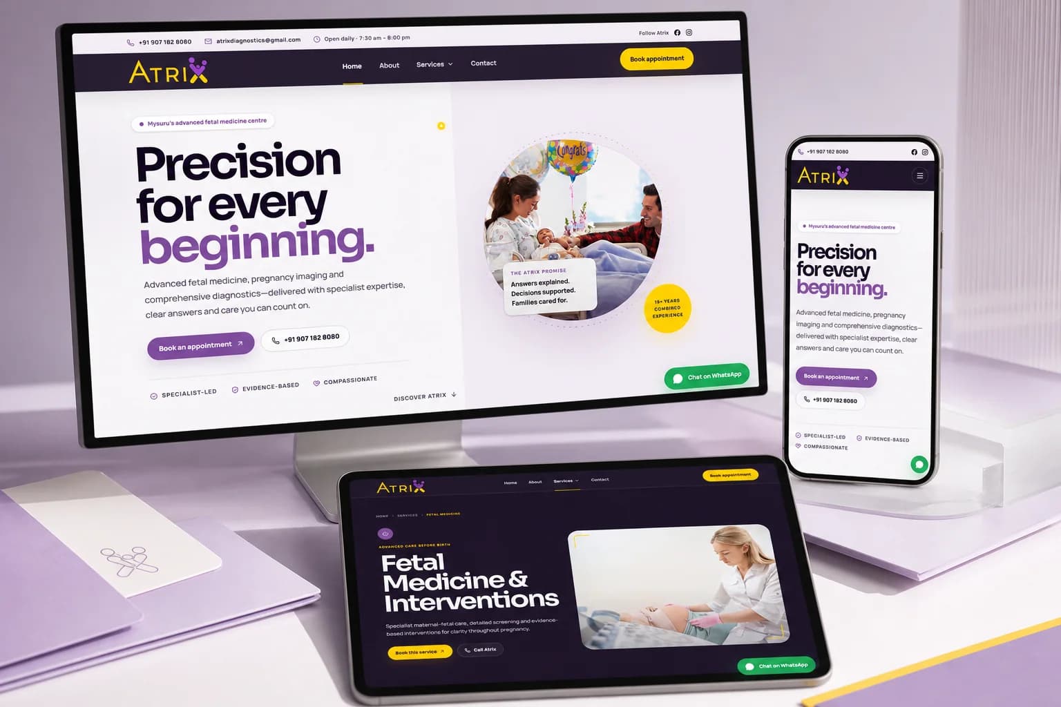 Atrix Diagnostics react healthcare website project cover