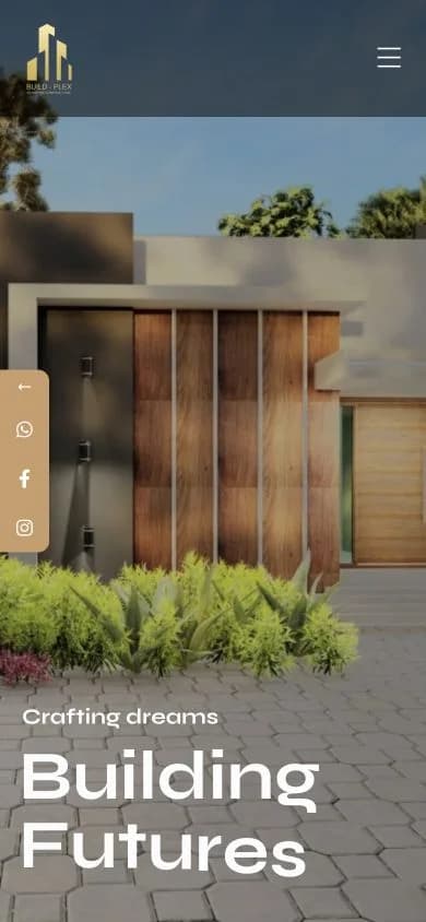 Build-Plex website shown at mobile viewport