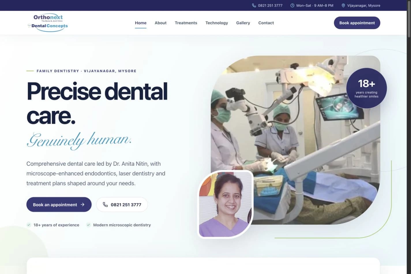 Dental Concepts website homepage design shown in a desktop browser