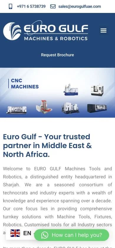 Euro Gulf website shown at mobile viewport