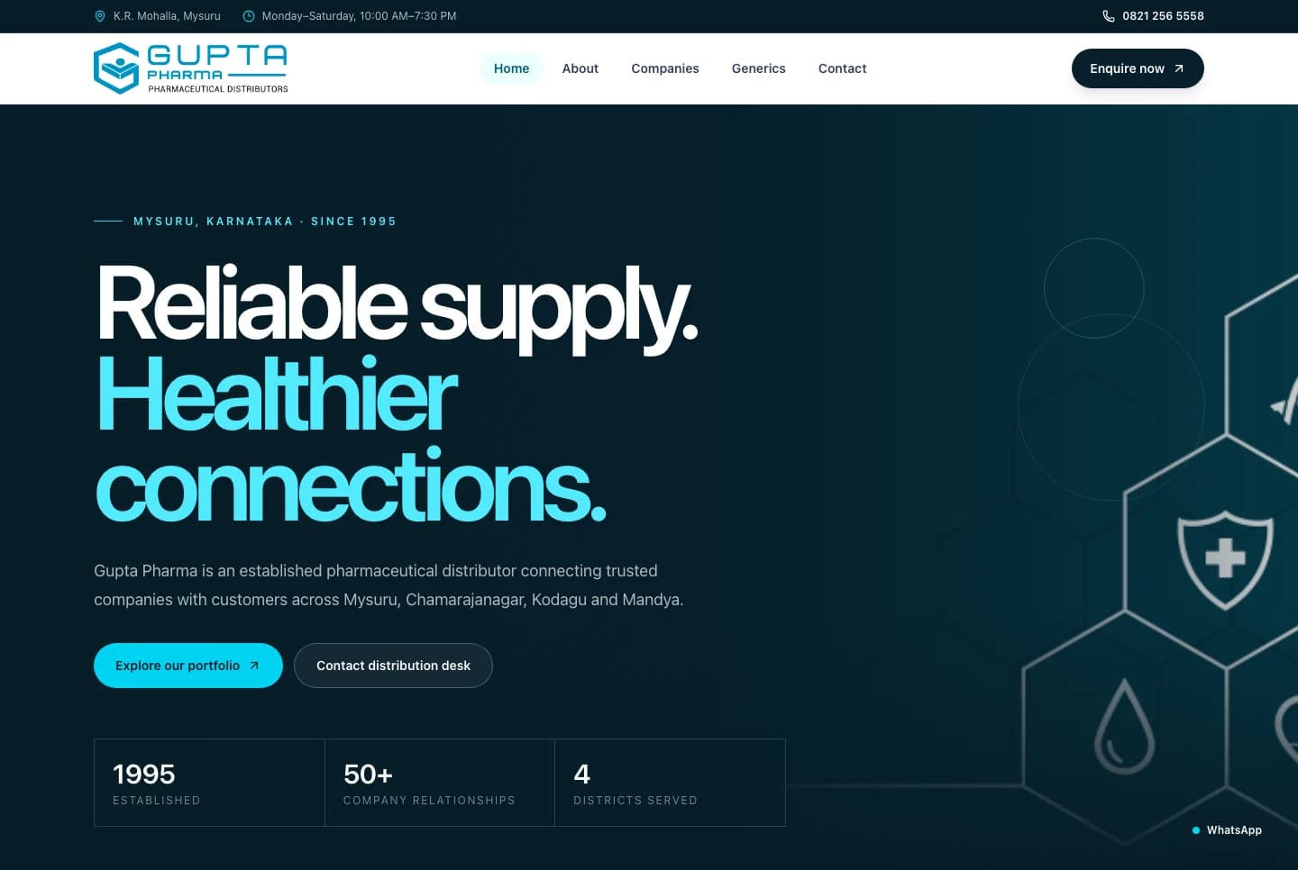 Gupta Pharma website homepage design shown in a desktop browser