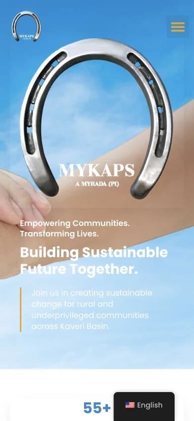 Mykaps website shown at mobile viewport