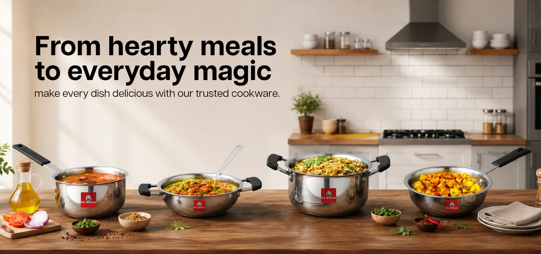 PE BIRDS cookware collection campaign banner