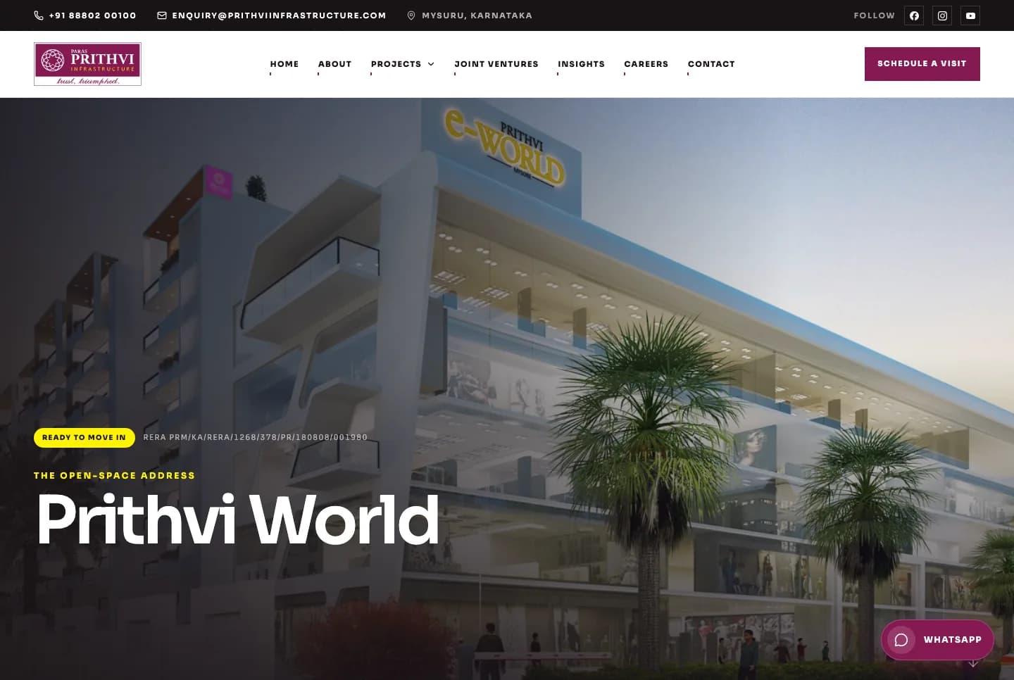 Prithvi World project page shown in a desktop browser