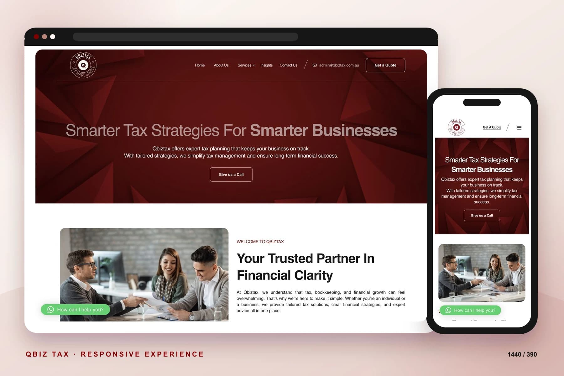 Qbiz Tax react accounting website project cover