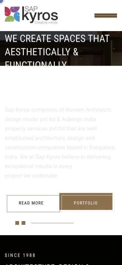 Sap Kyros website shown at mobile viewport