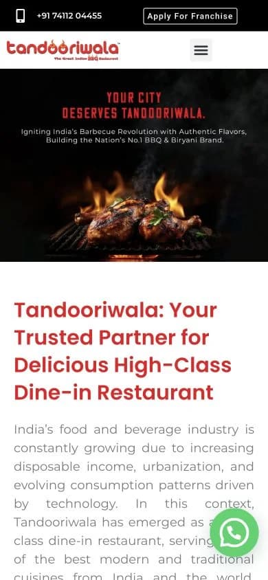 Tandooriwala website homepage design shown in a desktop browser