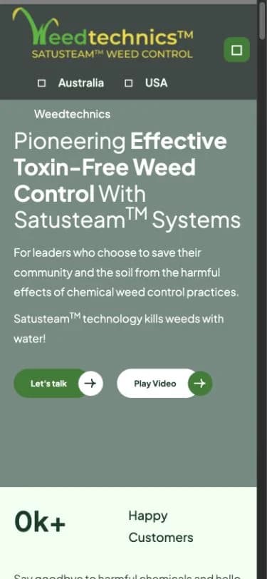 Weedtechnics website shown at mobile viewport