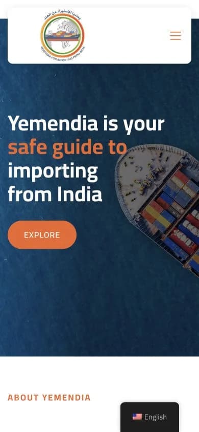 Yemendia website shown at mobile viewport