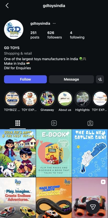 GD Toys India — Toys & D2C social media marketing case study