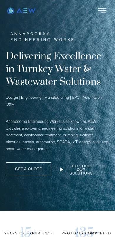 Annapoorna Engineering Works website shown at mobile viewport