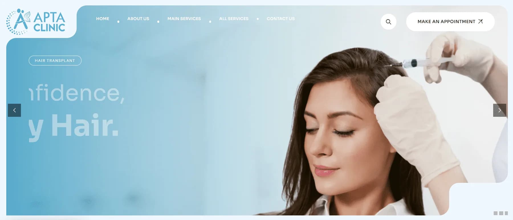 APTA Clinic website homepage design shown in a desktop browser