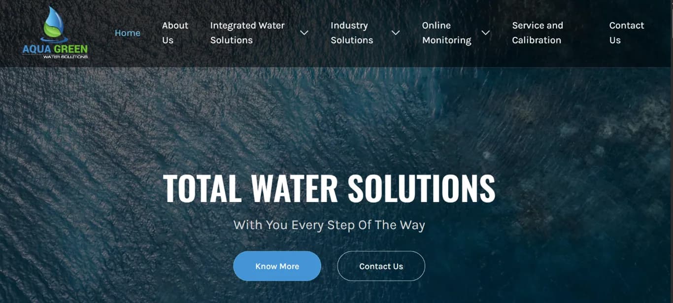 Aqua Green Water Solutions responsive website design screen 1