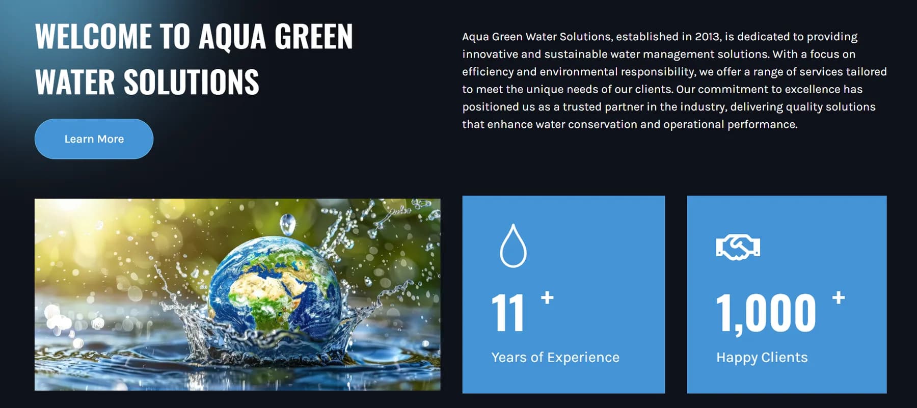 Aqua Green Water Solutions responsive website design screen 2