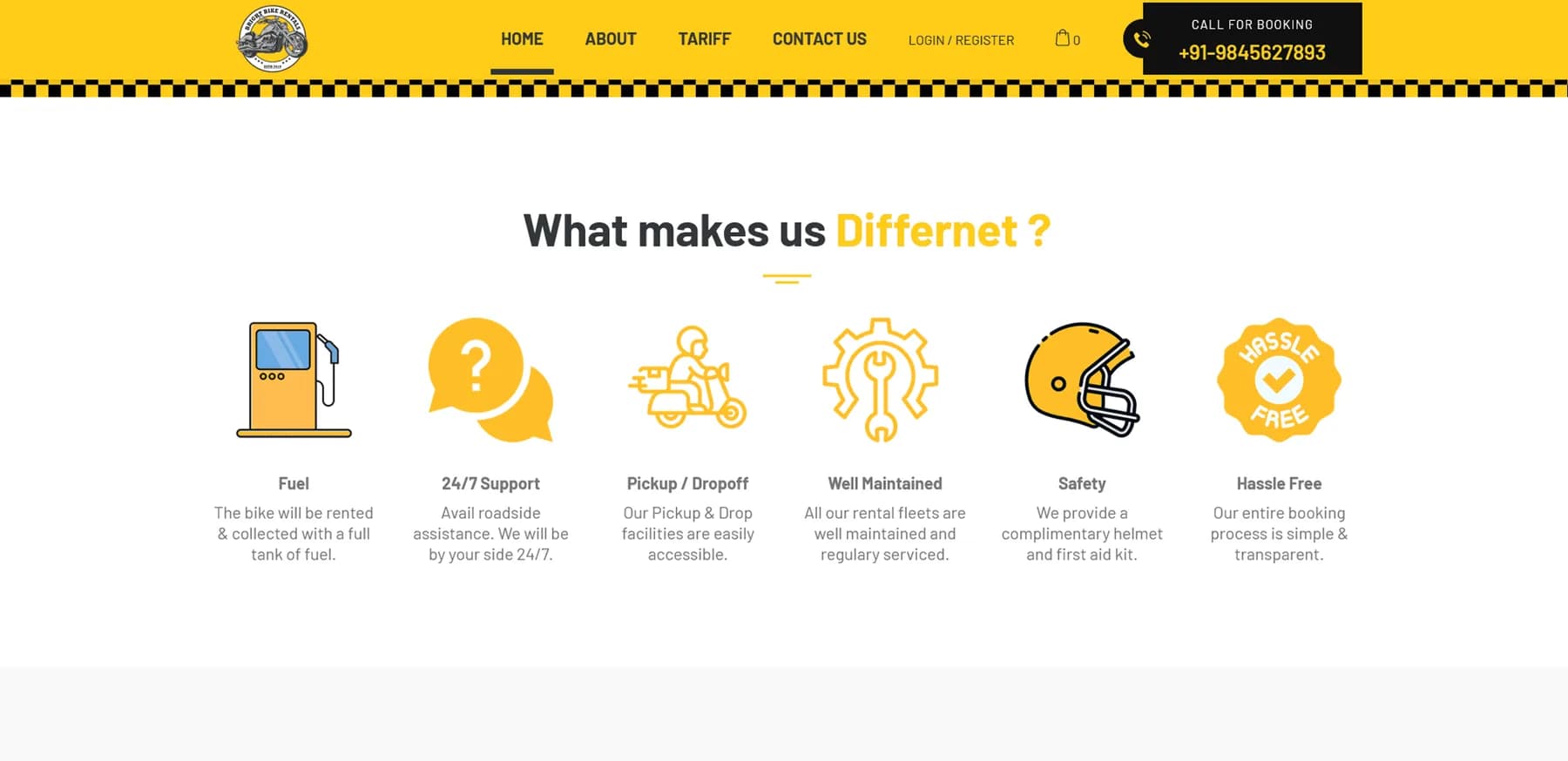 Bright Bike Rental responsive website design screen 2