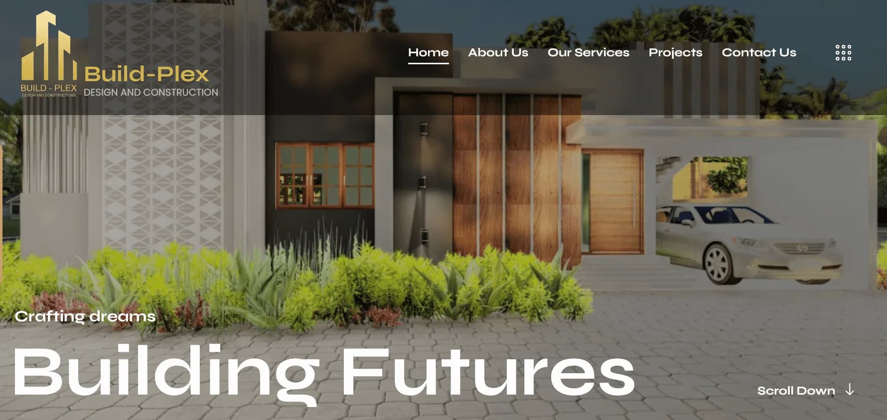 Build-Plex website homepage design shown in a desktop browser