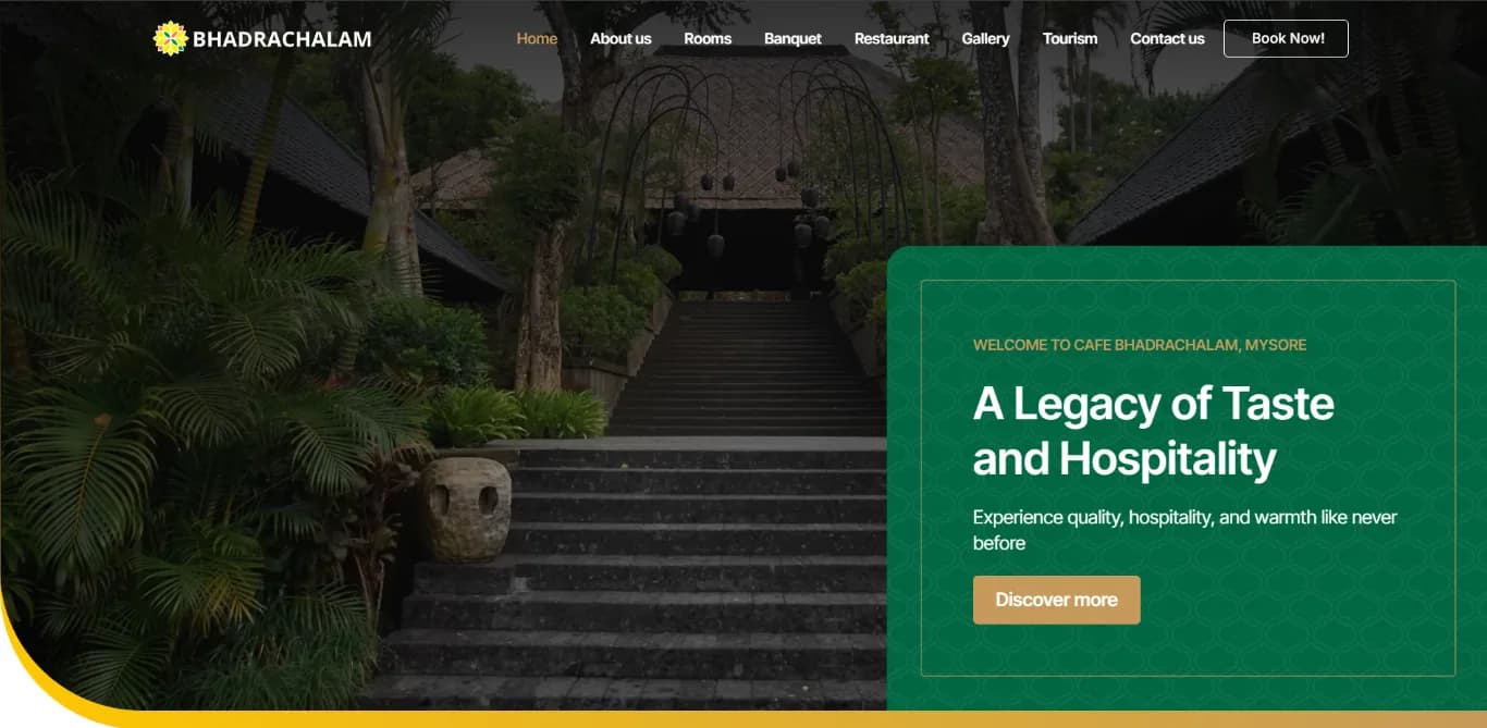 Café Bhadrachalam responsive website design screen 2
