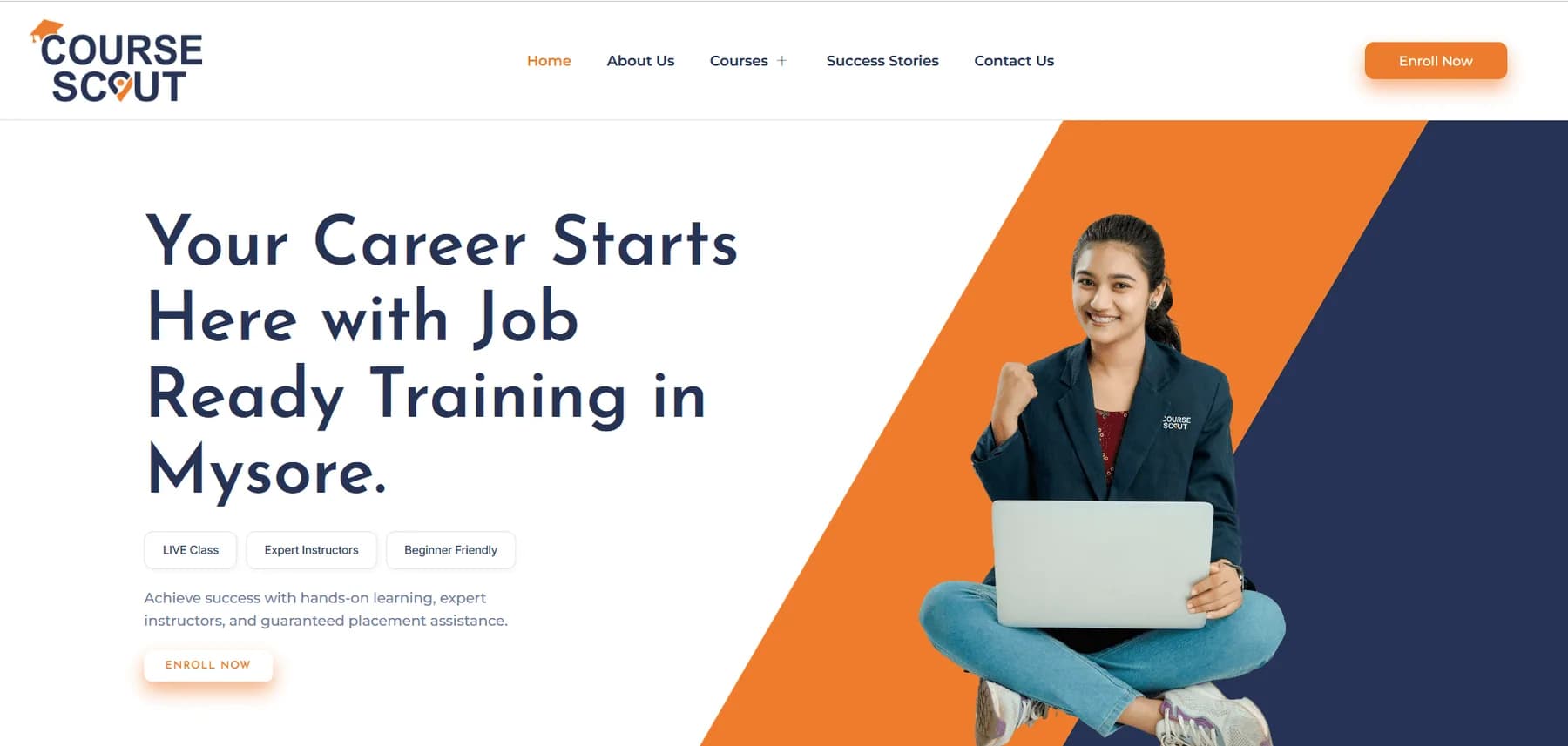 Course Scout website homepage design shown in a desktop browser