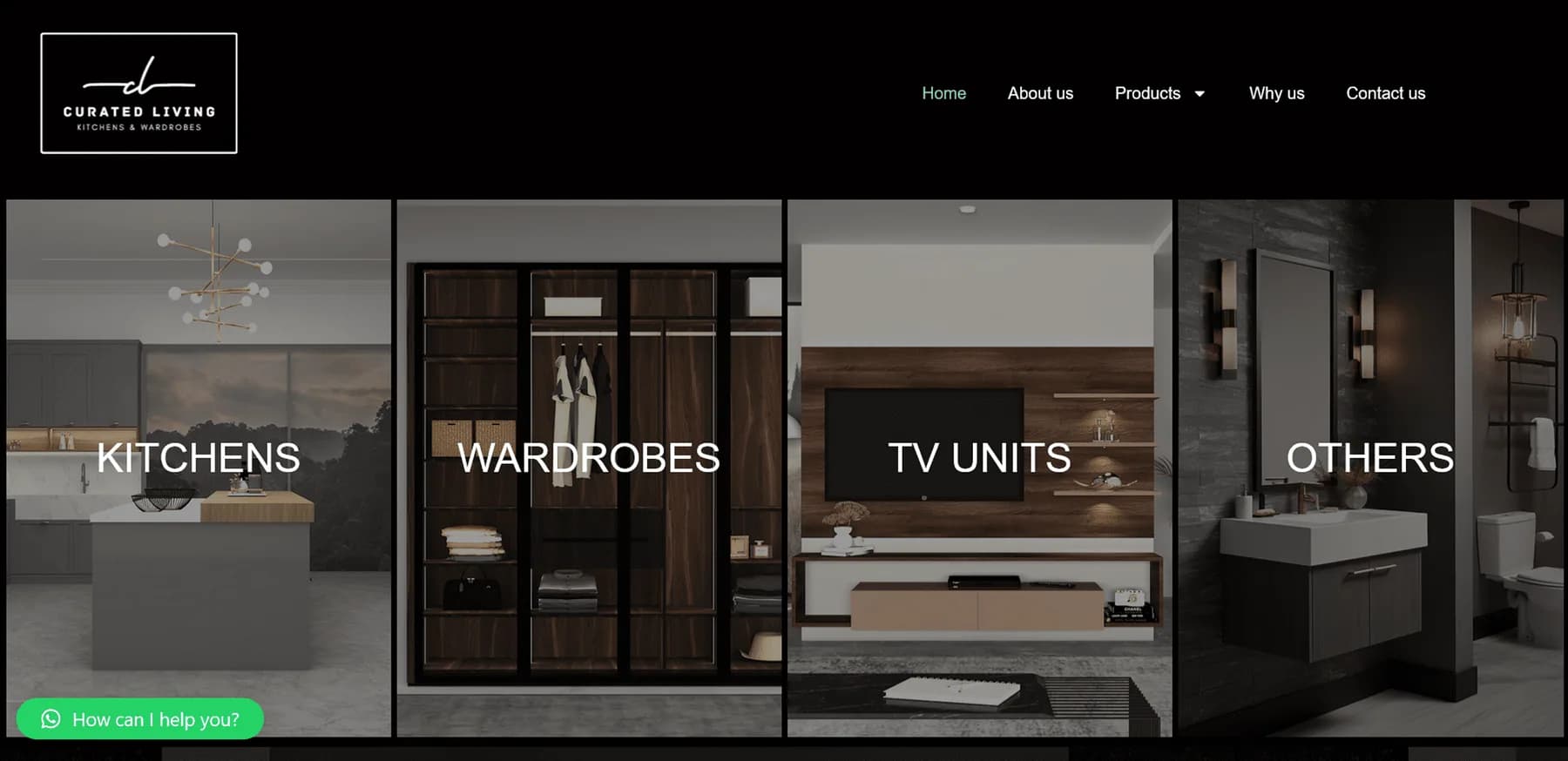 Curated Living responsive website design screen 1