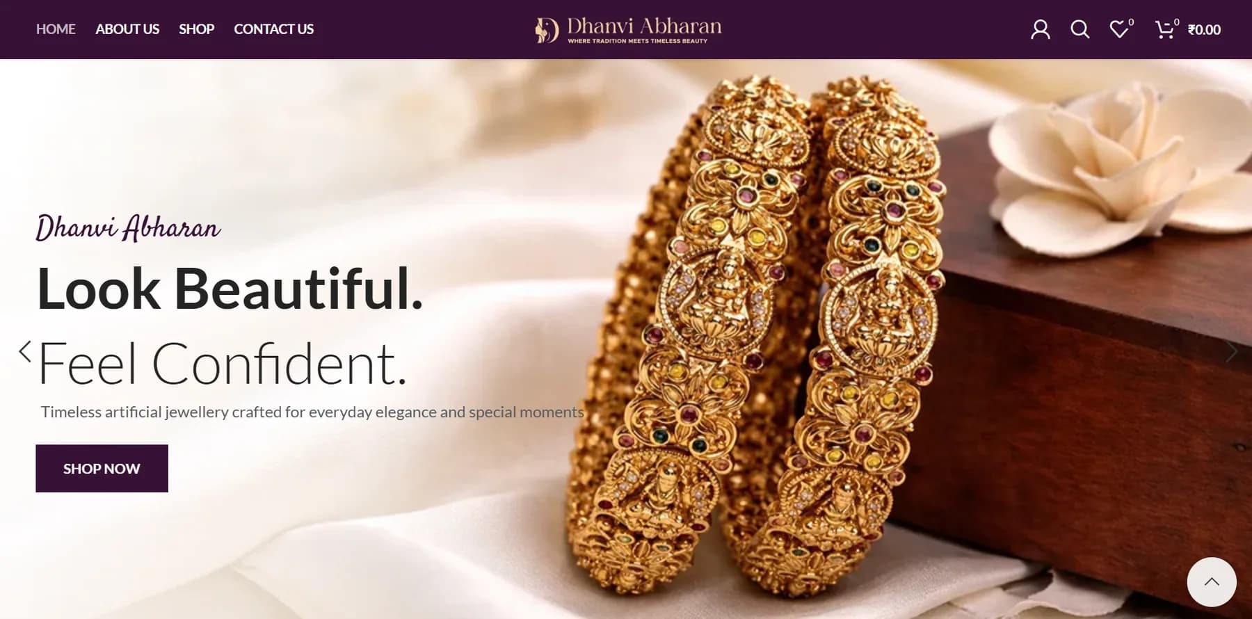 Dhanvi Abharan responsive website design screen 1