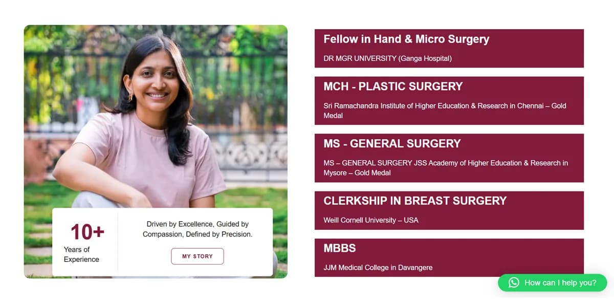 Dr. B. Akshata Kamath website homepage design shown in a desktop browser