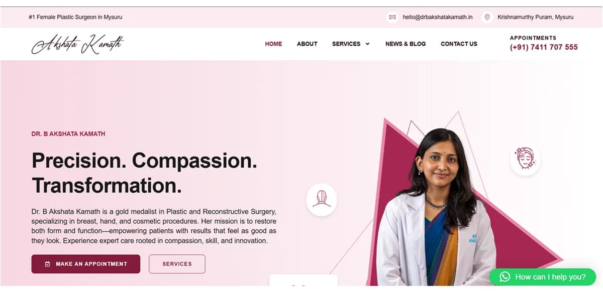 Dr. B. Akshata Kamath responsive website design screen 1