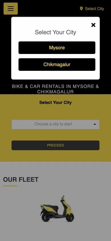 Eezee Bike Rental website shown at mobile viewport
