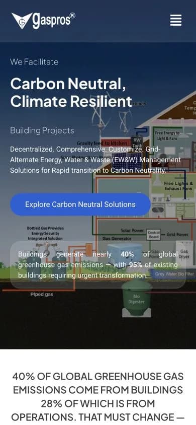 GasPros website shown at mobile viewport