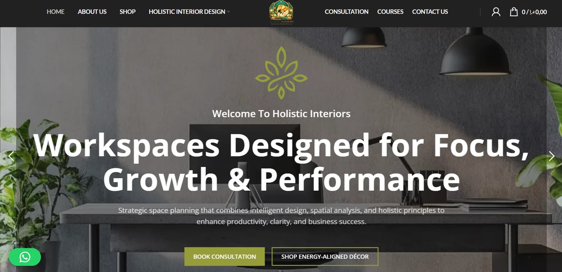 Holistic Interiors responsive website design screen 1
