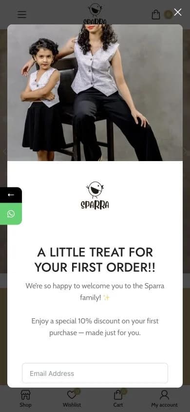 House of Sparra website shown at mobile viewport