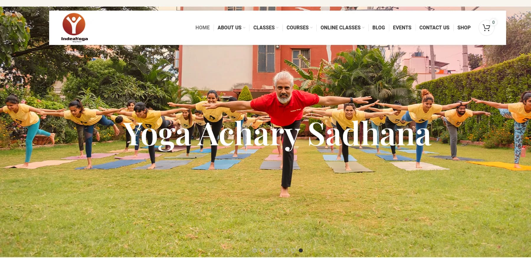Indea Yoga website homepage design shown in a desktop browser