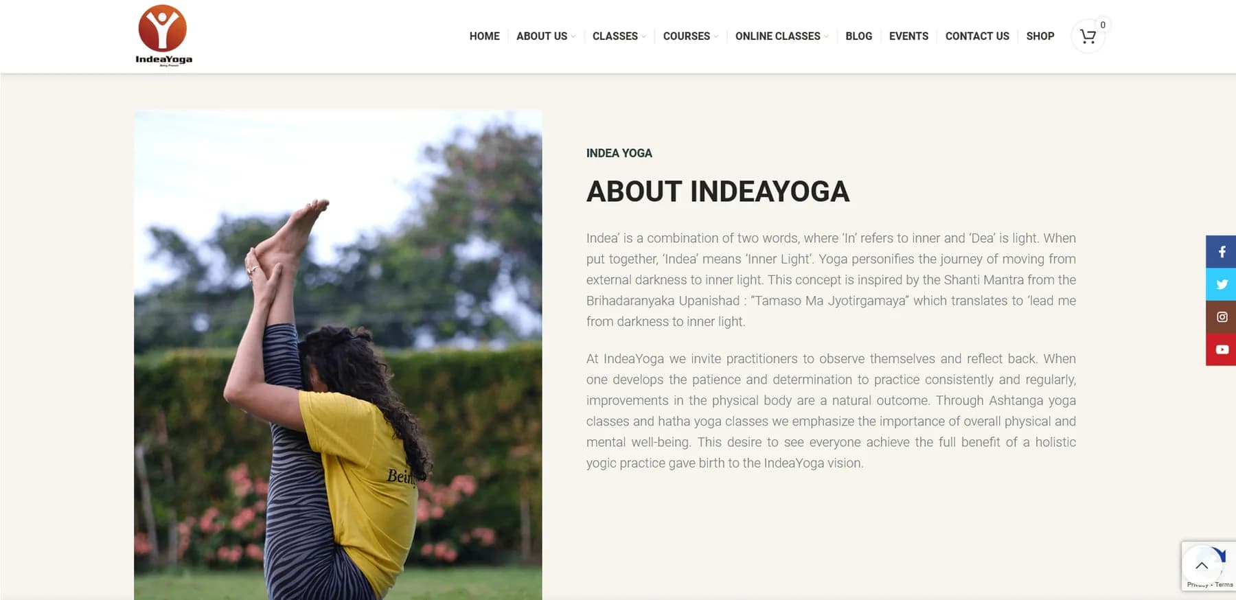 Indea Yoga responsive website design screen 1