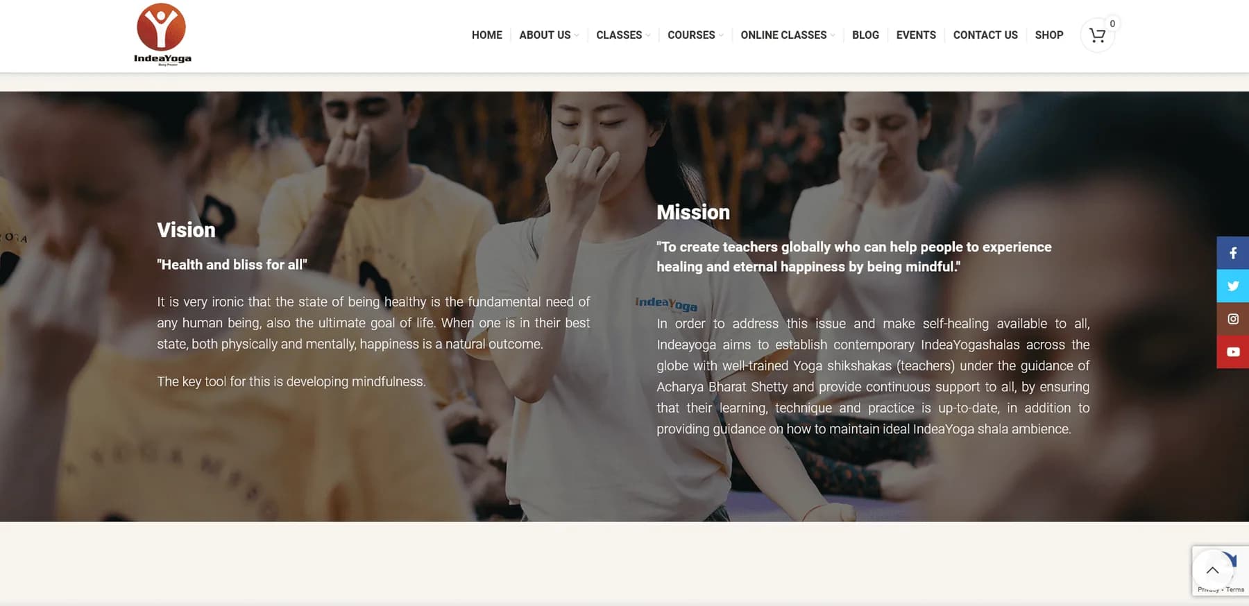 Indea Yoga responsive website design screen 2