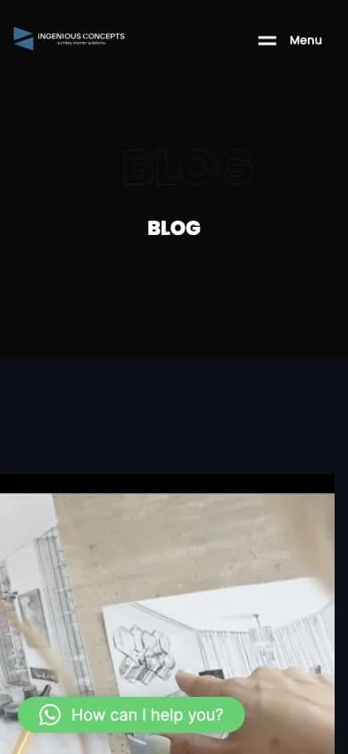Ing Concepts website shown at mobile viewport