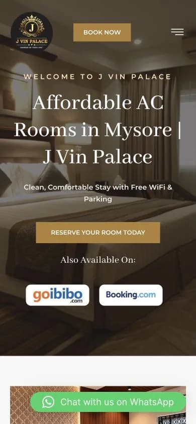 J Vin Palace website shown at mobile viewport