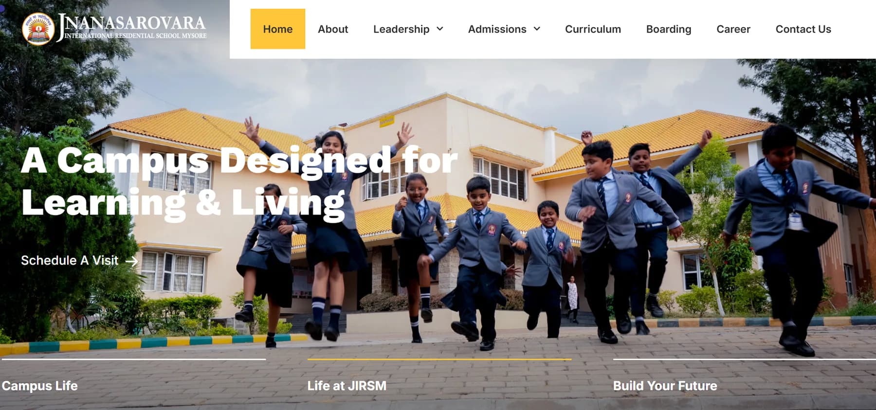Jnanasarovara International Residential School (JIRSM) responsive website design screen 1