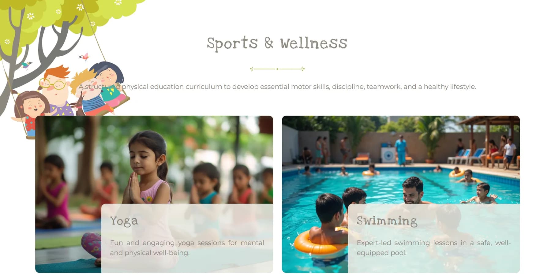 Kaivalya Kids website homepage design shown in a desktop browser