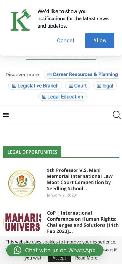 Kanooniyat website shown at mobile viewport