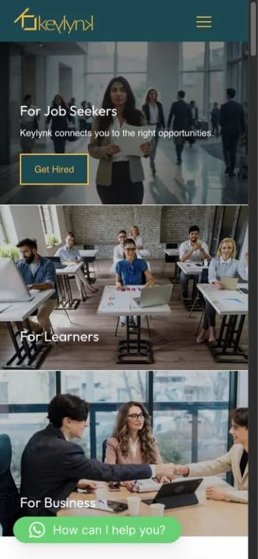 KeyLynk Business Consulting Pvt. Ltd. website shown at mobile viewport
