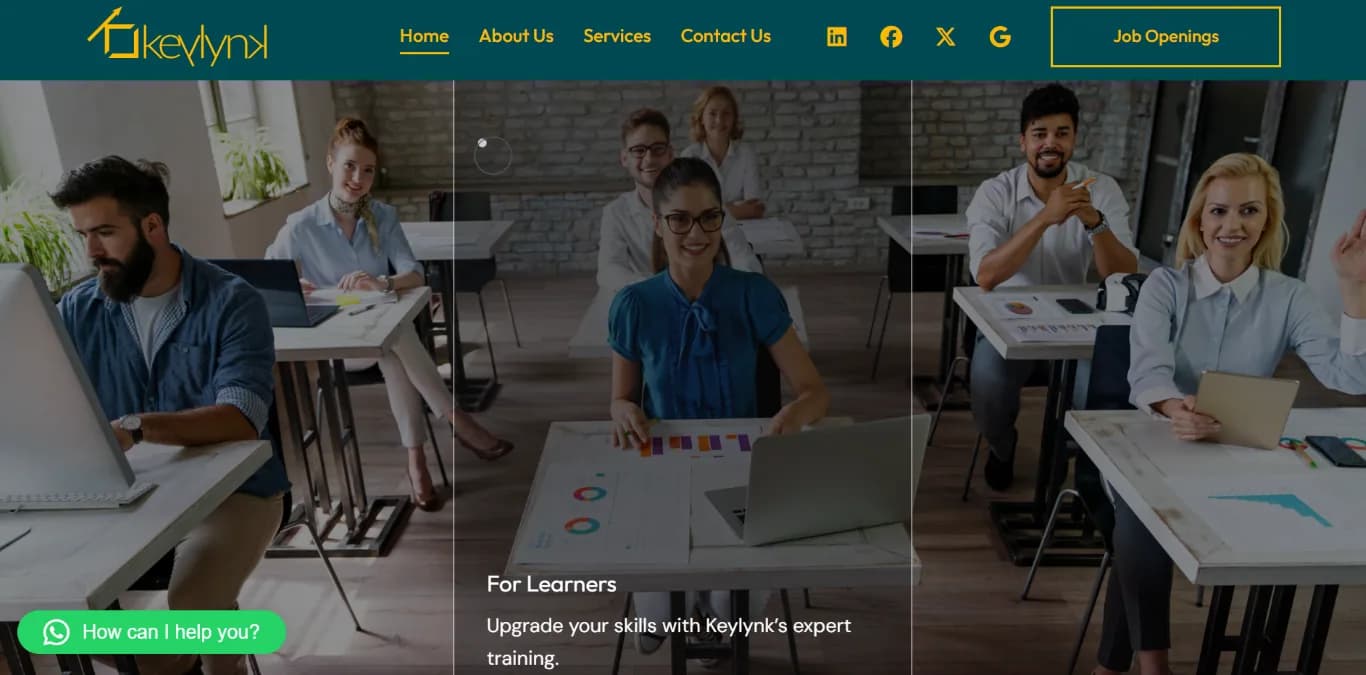 KeyLynk Business Consulting Pvt. Ltd. website homepage design shown in a desktop browser