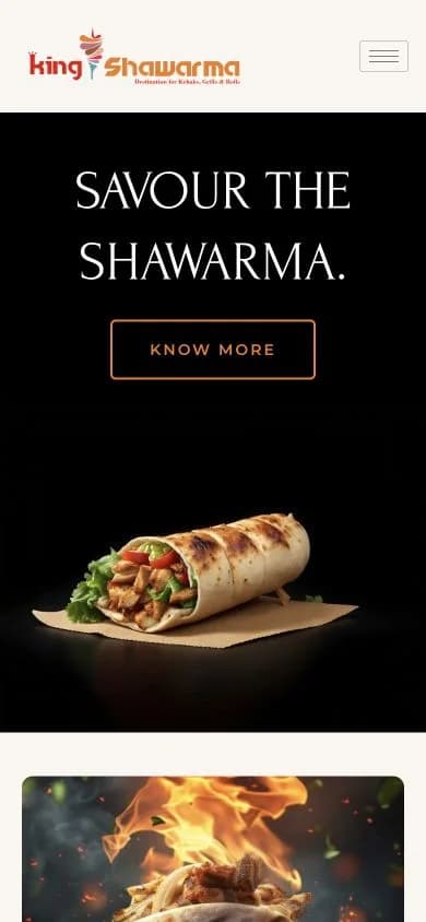 King Shawarma website shown at mobile viewport