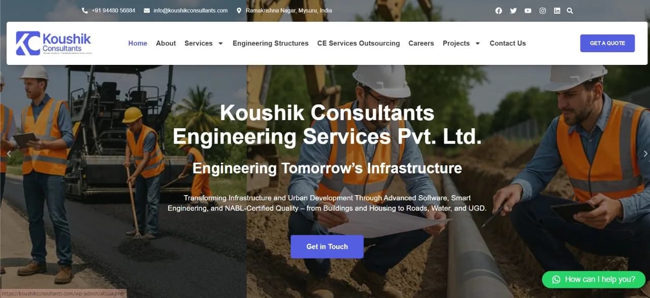 Koushik Consultants website homepage design shown in a desktop browser