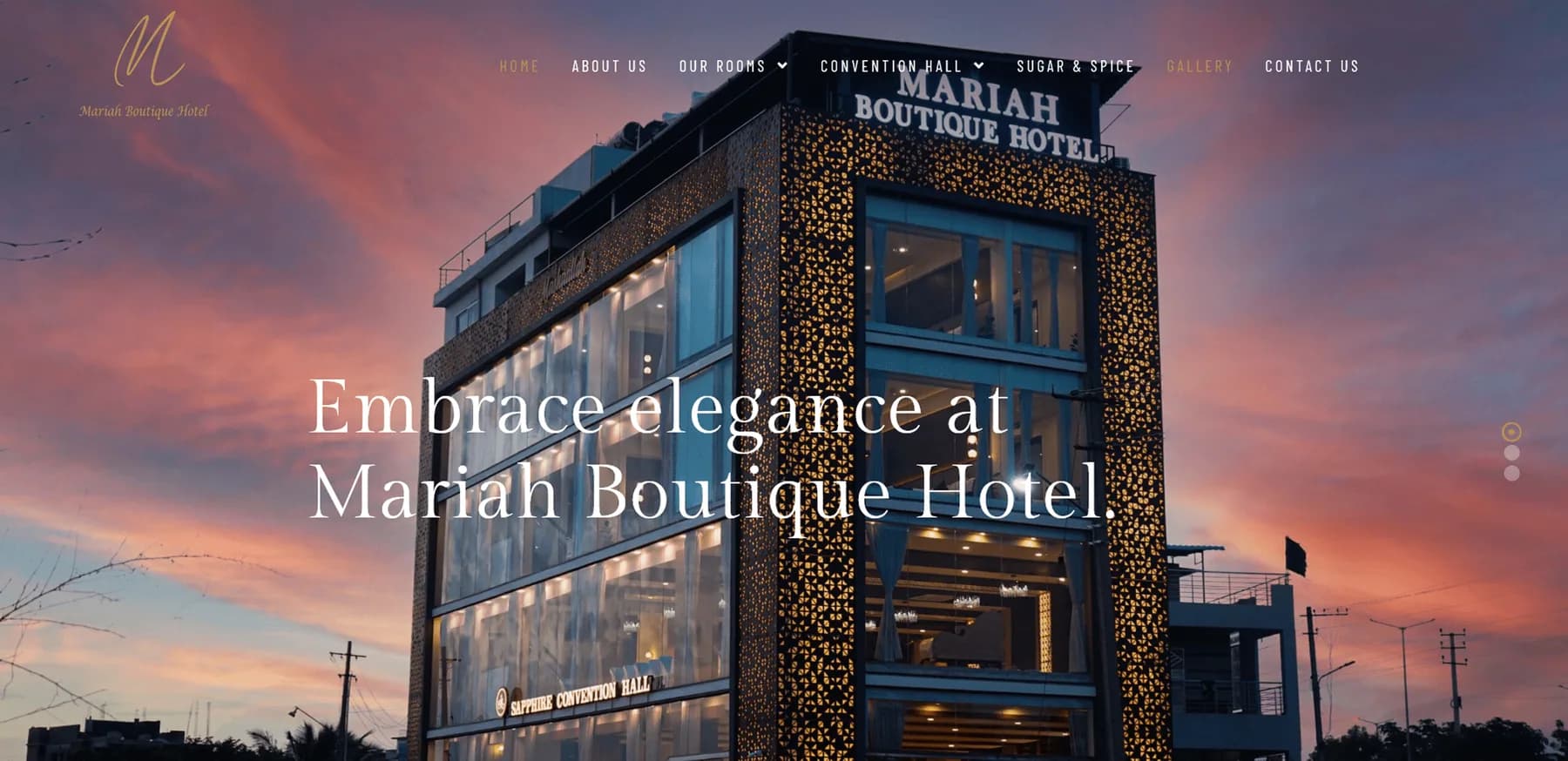 Mariah Boutique website homepage design shown in a desktop browser