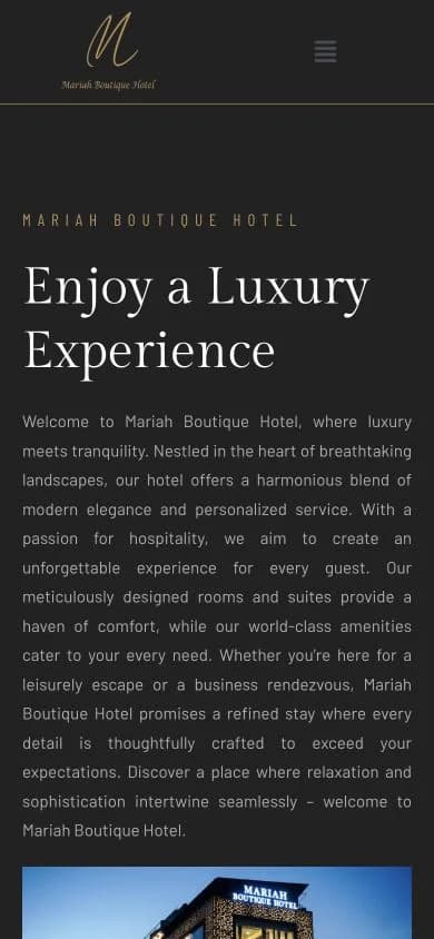 Mariah Boutique website shown at mobile viewport