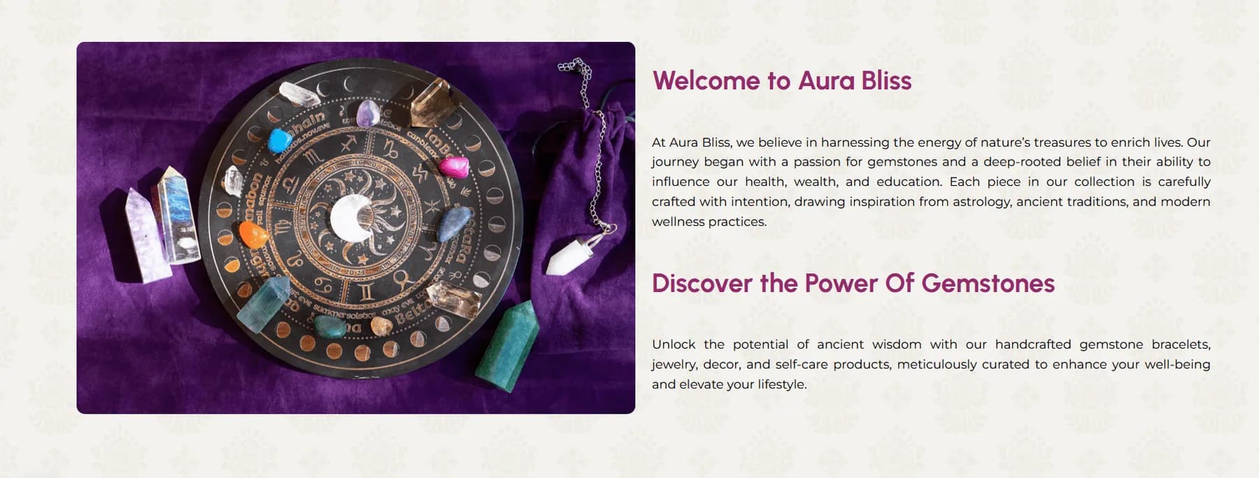 My aura Bliss responsive website design screen 1