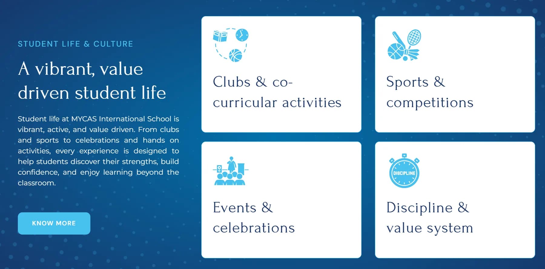 MYCAS International School responsive website design screen 2