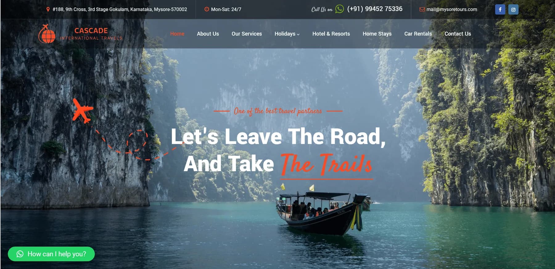 Mysore Tours website homepage design shown in a desktop browser