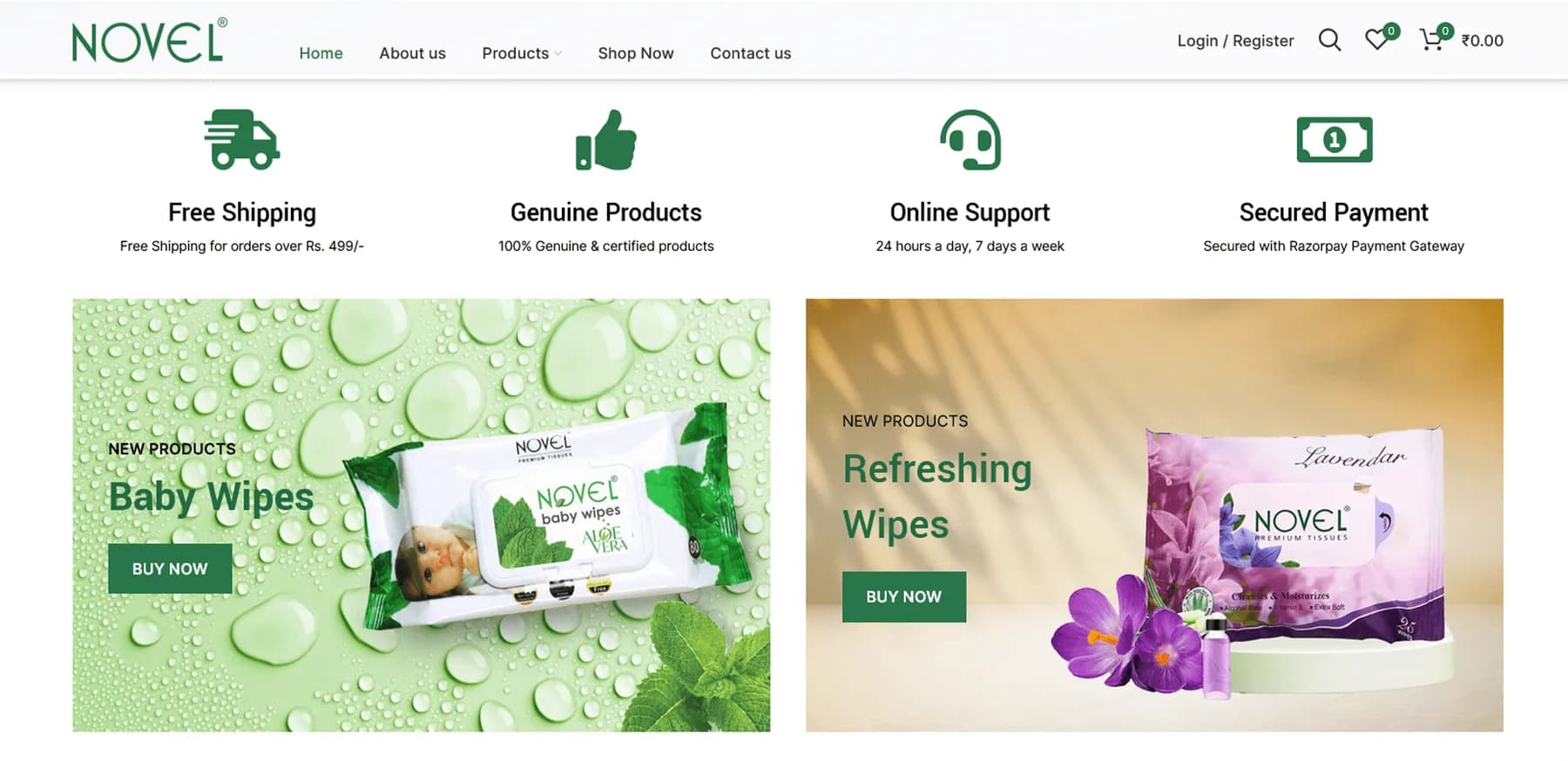 Novel Tissues responsive website design screen 1